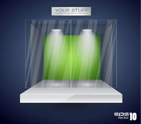 Showroom for product with LED spotlights and place for text or imageのイラスト素材