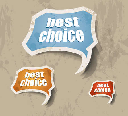 Distressed cloud "best choice" retrò style bubbles sticker. Shadows are transparentのイラスト素材