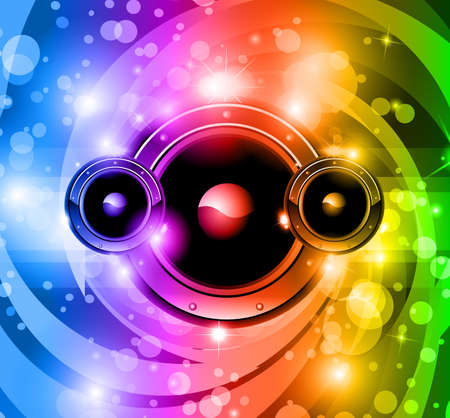 Abstract disco music background for nightlife event flyer or party poster with rainbow colurs!のイラスト素材