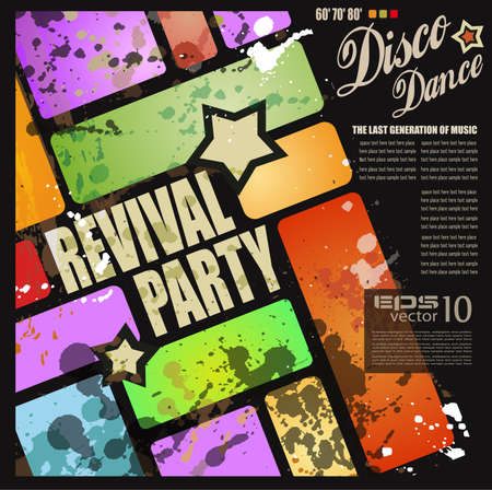 Retro' revival disco party flyer or poster for musical eventのイラスト素材