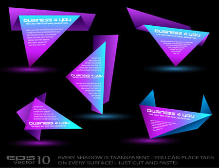 Origami triangle style speech Banner with glow effect. All lights are transparent, ready to copy and paste on every surface.のイラスト素材