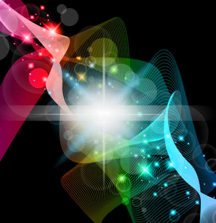 Abstract Space Scenary of llight with Raibow Colours Background. Ideal for futuristic hgh tech business flyer or postersのイラスト素材