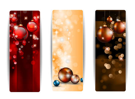 Christmas Vertical Banners with stunning  backgrounds full of glitter and glossy baubles. のイラスト素材