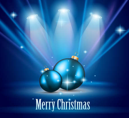 Original Christmas Background with two stunning baulble featured in the center of the image and with 3 spotlights for overall illuminationsのイラスト素材