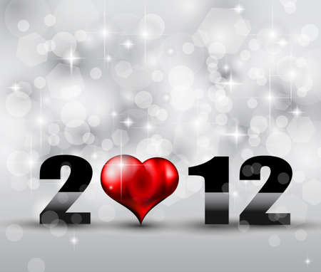 Valentine's Day 2012 Flyer with a glitter vintage background, and glossy red hearts flying over the...