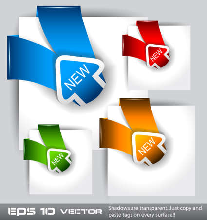 Paper Style NEW tags with TRANSPARENT shadows. You can place it on every surface!のイラスト素材