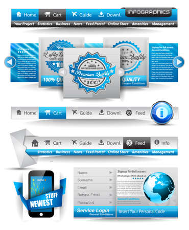 Premium templates and Web stuff master collection: graphs, histograms, arrows, chart, infographics, icons and a lot of related design elements.のイラスト素材