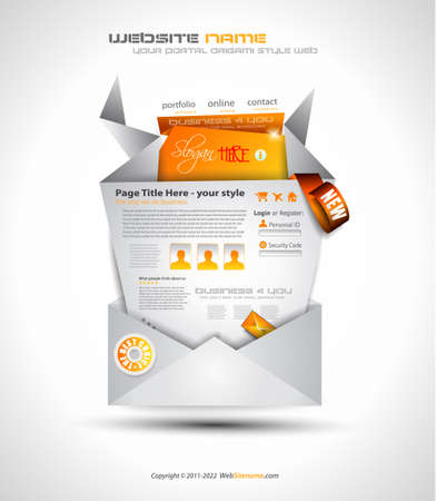 Origami Website - Elegant Design for Business Presentations. Template with a lot of design elements. Shadows are Transparentのイラスト素材