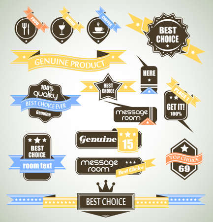 Premium Quality Labels - Collection of retro bi-colours vintage labels with several slogans: Best Choice, Premium Quality, Top Choice and so on.のイラスト素材