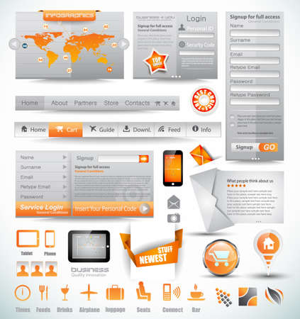 Premium templates and Web stuff master collection: graphs, histograms, arrows, chart, infographics, icons and a lot of related design elements.のイラスト素材