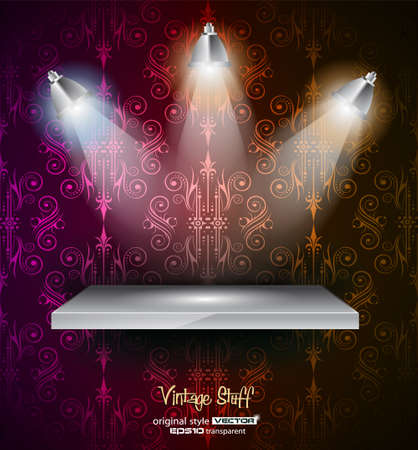 Shelf with LED spotlights with delicate look on a grey gradeientwallpaper  Shadows are transparent のイラスト素材