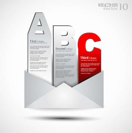Postcard  menù with 3 choices  Ideal for web usage, depliant for product comparison or business presentation のイラスト素材