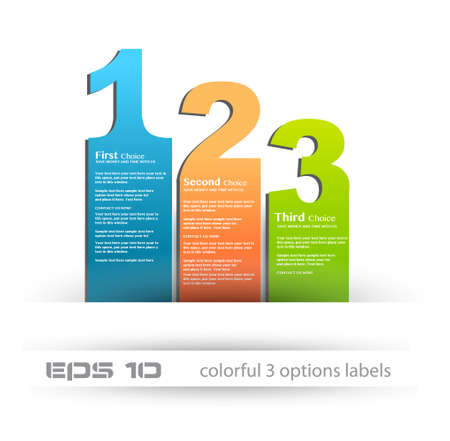 Paper style labels with 3 choices. Ideal for web usage, depliant for product comparison or infographics or business presentation.のイラスト素材