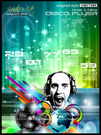 Music Club background for disco flyer with attractive rainbow colours, ideal for club postersのイラスト素材