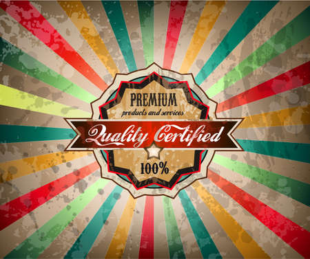 Quality vintage label for premium product with old fashined and distressed style  のイラスト素材