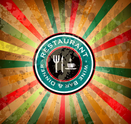 Quality vintage label for premium Restaurant with old fashined and distressed style のイラスト素材