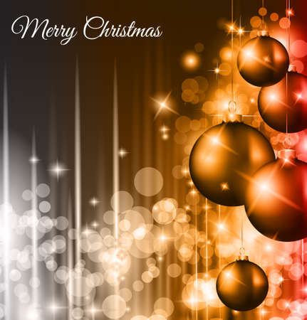 Christmas Background with a waterfall of ray lights with bright stars and a lot of Baubles with a gold rope.のイラスト素材