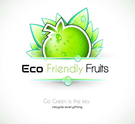 Ecology green background for eco friendly covers or brochures, with colorful leaves and water dropsのイラスト素材