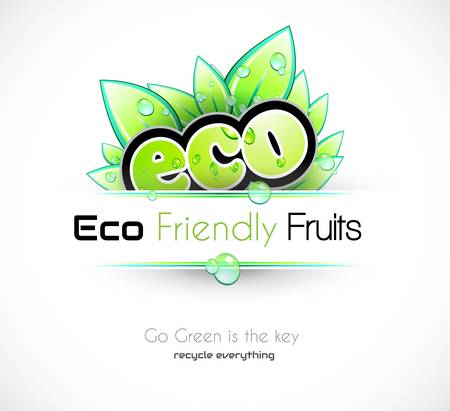 Ecology green background for eco friendly covers or brochures, with colorful leaves and water dropsのイラスト素材