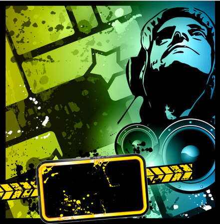 Disco club flyer with a lot of abstract colorful design elements. Ideal for poster and music background.のイラスト素材