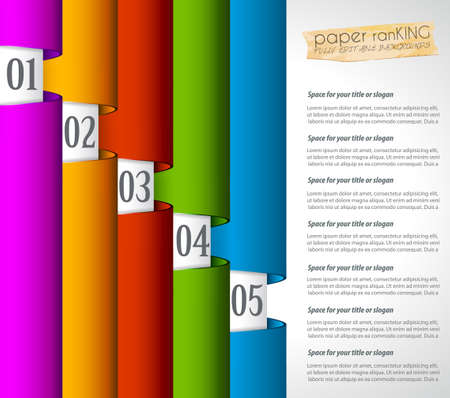 Mordern realistic paper tags for products ranking or classification graphs. Ideal for business infographics or presentations.のイラスト素材