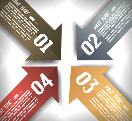Arrow Designs Infographics Template with 5 arrows with space for text. Paper effect with delicate shadows.のイラスト素材
