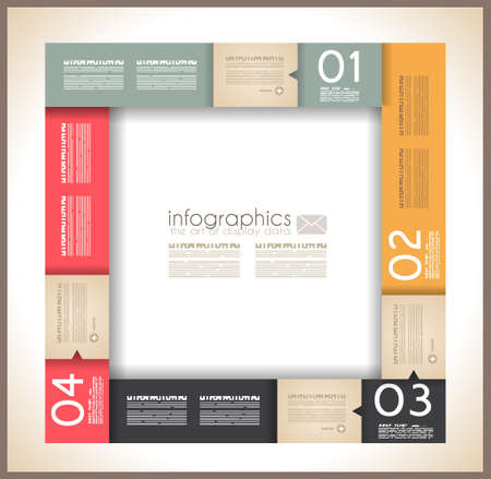 Infographic template design - Original geometric paper shapes with shadows. Ideal to display data and informations with modern style.のイラスト素材