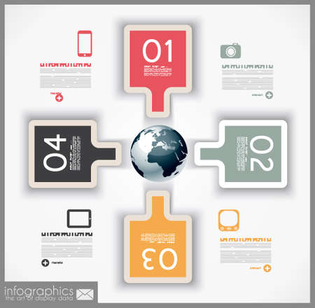 Infographic template design - Original geometric paper shapes with shadows. Ideal to display data and informations with modern style.のイラスト素材