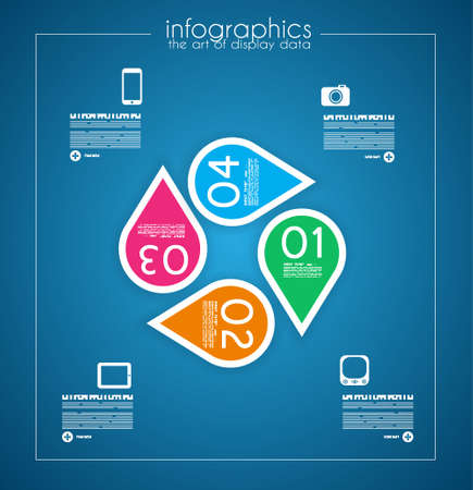 Infographic template design - Original geometric paper shapes with shadows. Ideal to display data and informations with modern style.のイラスト素材