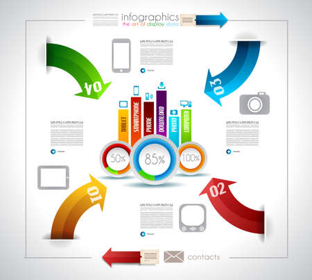 Infographic design template with paper tags. Idea to display information, ranking and statistics with orginal and modern style.のイラスト素材