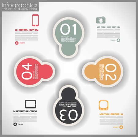 Infographic template design - Original geometric paper shapes with shadows. Ideal to display data and informations with modern style.のイラスト素材
