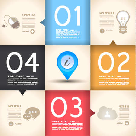 Infographic template design - Original geometric paper shapes with shadows. Ideal to display data and informations with modern style.のイラスト素材