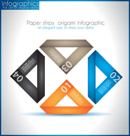 Paper ship origami infographics - An elegant way to show your data and statistics.のイラスト素材