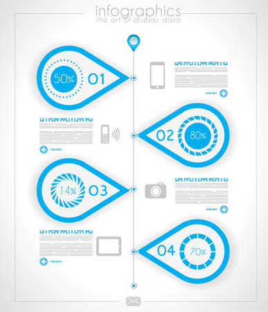 Infographic timeline design template with paper tags. Idea to display information, ranking and statistics with orginal and modern style.のイラスト素材