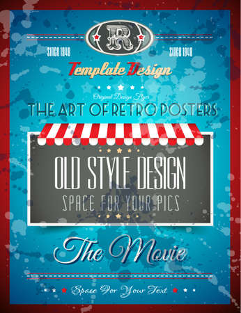 Grunge Vintage retro page template for a variety of purposes: website home page, old style flyers, book covers or vintage posters. Editable liquid drops.のイラスト素材