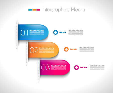 Infographic design template with paper tags. Ideal to display information, ranking and statistics with orginal and modern style.のイラスト素材