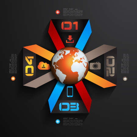 Infographic design template with paper tags. Ideal to display information, ranking and statistics with orginal and modern style.のイラスト素材