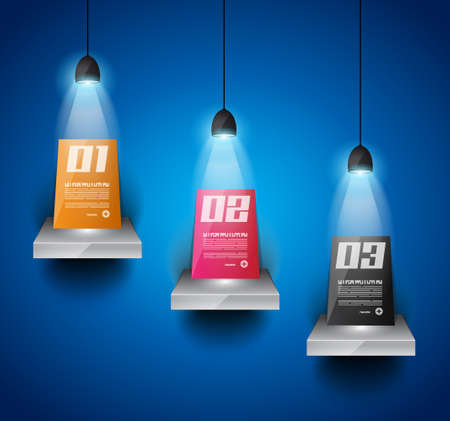 Infographic design template with glass surfaces.and spotlights. Ideal to display information, ranking and statistics with orginal and modern style.のイラスト素材