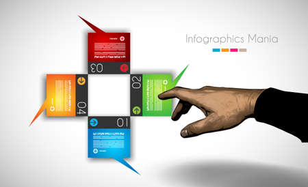 Infographic design template with paper tags. Ideal to display information, ranking and statistics with orginal and modern style.のイラスト素材