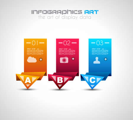 Infographic design template with paper tags. Ideal to display information, ranking and statistics with orginal and modern style.のイラスト素材