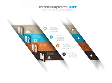 Infographic design template with paper tags. Ideal to display information, ranking and statistics with orginal and modern style.のイラスト素材