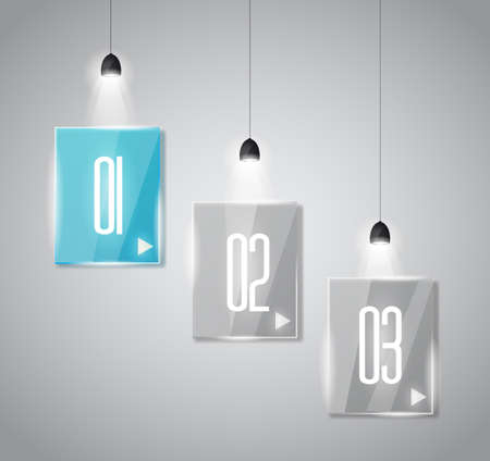 Infographic design template with glass surfaces.and spotlights. Ideal to display information, ranking and statistics with orginal and modern style.のイラスト素材
