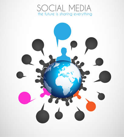 Worldwide communication and social media concept art. People communicating around the globe with a lot of connections.のイラスト素材