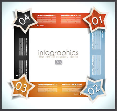 Infographic design template with paper tags. Idea to display information, ranking and statistics with orginal and modern style.の写真素材