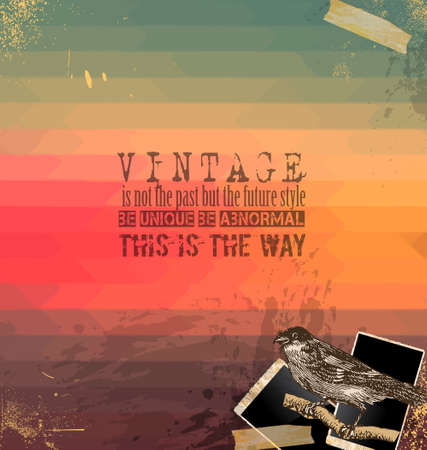 Vintage scrapbook composition with old style elements and hipster style backgroundのイラスト素材