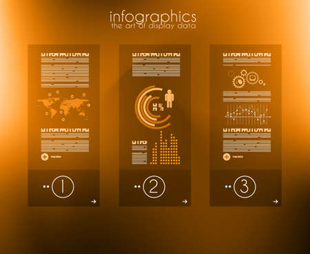 Timeline to display your data in order with Infographic elements technology icons,  graphs,world map and so on. Ideal for statistic data display.のイラスト素材
