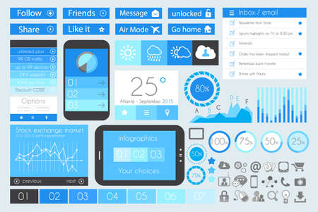 UI Flat Design Elements for Web, Infographics, Data display, Blogs and   Business presentations.