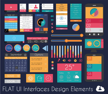 UI Flat Design Elements for Web, Infographics, Data display, Blogs and   Business presentations.のイラスト素材