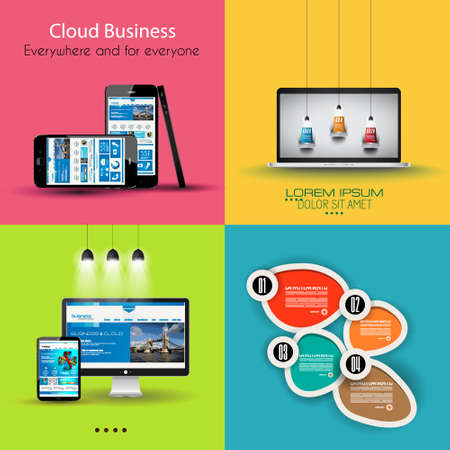 Flat Design Interface template for infogrphics, social media concept, devices mockups and so on.のイラスト素材
