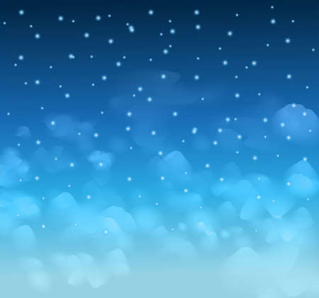A magical Nigh Blue sky with stars and delecate clouds. Idea for Chsritmas background and festive posters.のイラスト素材